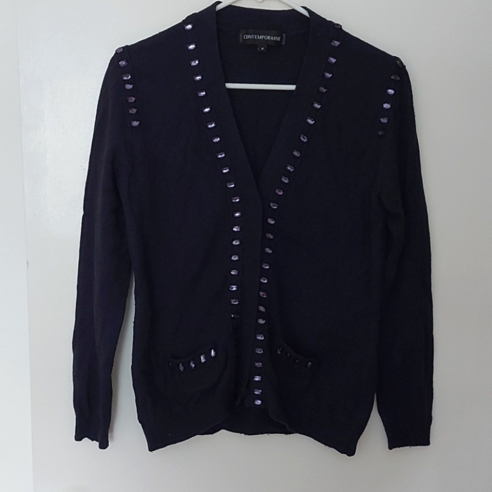 Contemporaine by Simon's jewled navy cardigan